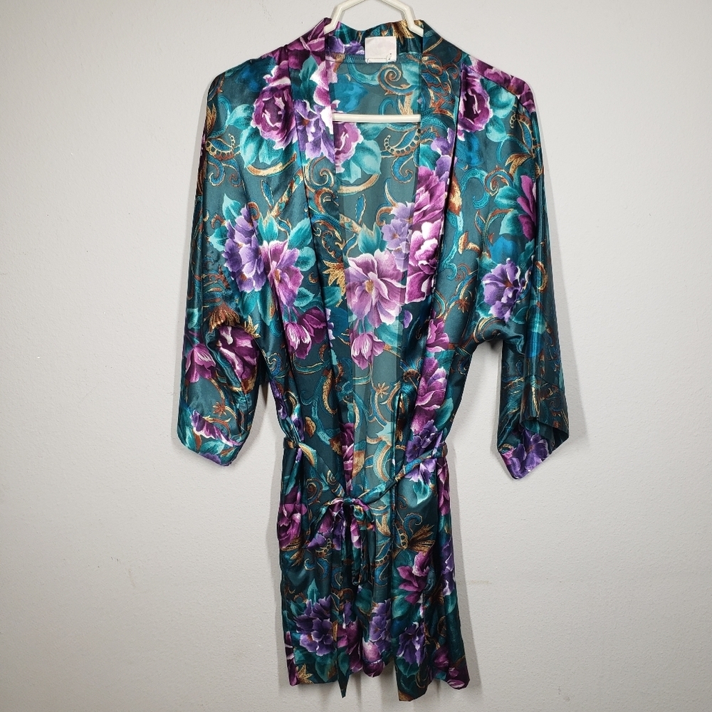 Adonna Satin Floral Robe